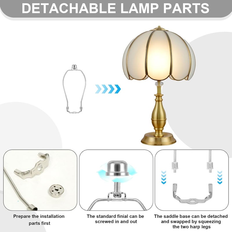 OMOBANU 7 Inch Antique Silver Lamp Shade Harp Holder - Detachable Lamp Shade Holder Replacement with Standard Harp Saddle & Lamps Finials, Metal Decorative Accessories and Parts Repair - Image 3